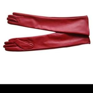 Red Faux Leather Soft Gloves